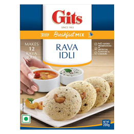 Gits Instant Rava Idli Breakfast Mix, Makes 12 per Pack, Pure Veg, South Indian Breakfast